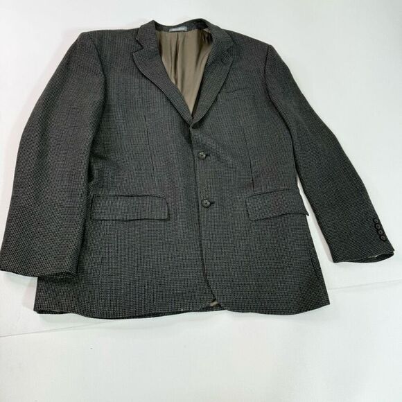 Oscar De La Renta Jacket Mens 46L Wool Gray Long-Sleeve Notch Lapel Formal